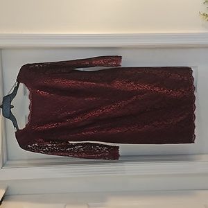 Beautiful burgandy/wine lace cocktail dress, size 8